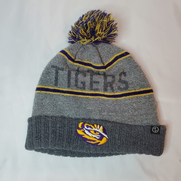 Zephyr Other - NCAA LSU Tigers Louisiana State Winter‎ Hat Beanie Cap Pom Grey
